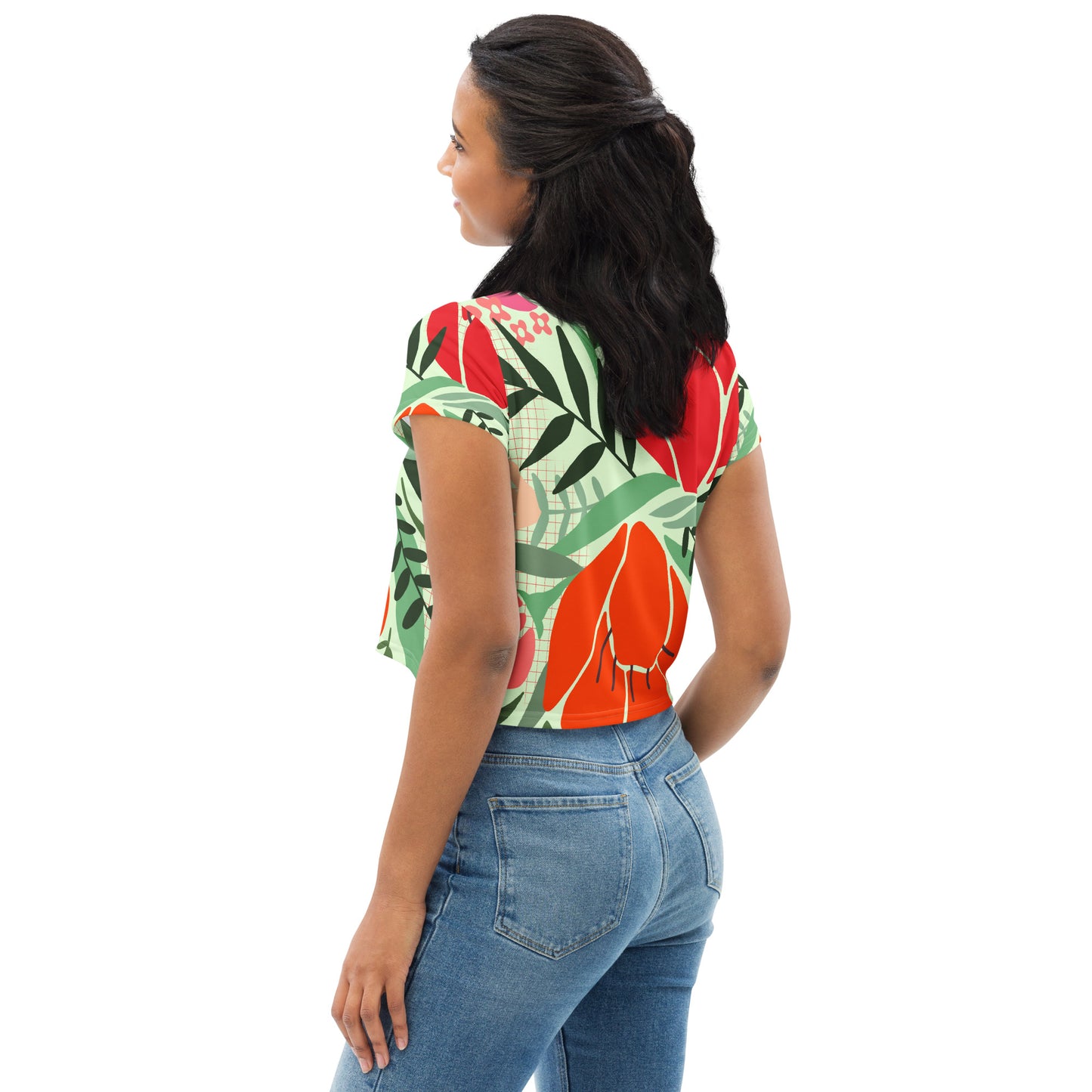 SnowBirds | Womens Floral Crop Tee